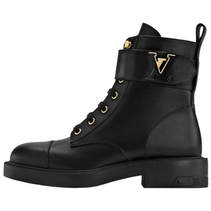 LOUIS VUITTON Citizen Calfskin Short Combat Boots Women's Black