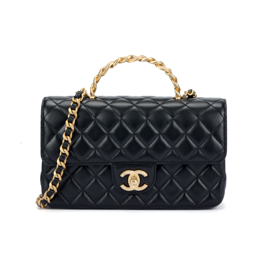 CHANEL Sheepskin Crossbody Bags Women's Black