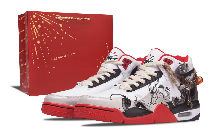 Nike Nike Flight Legacy Water Dragon Chant Cushioning Abrasion Resistant Breathable Mid top Vintage Basketball Shoes Men's