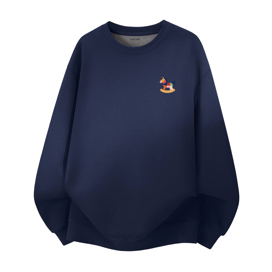 Tonlion Sweatshirts Unisex Crew Neck Thickened Regular