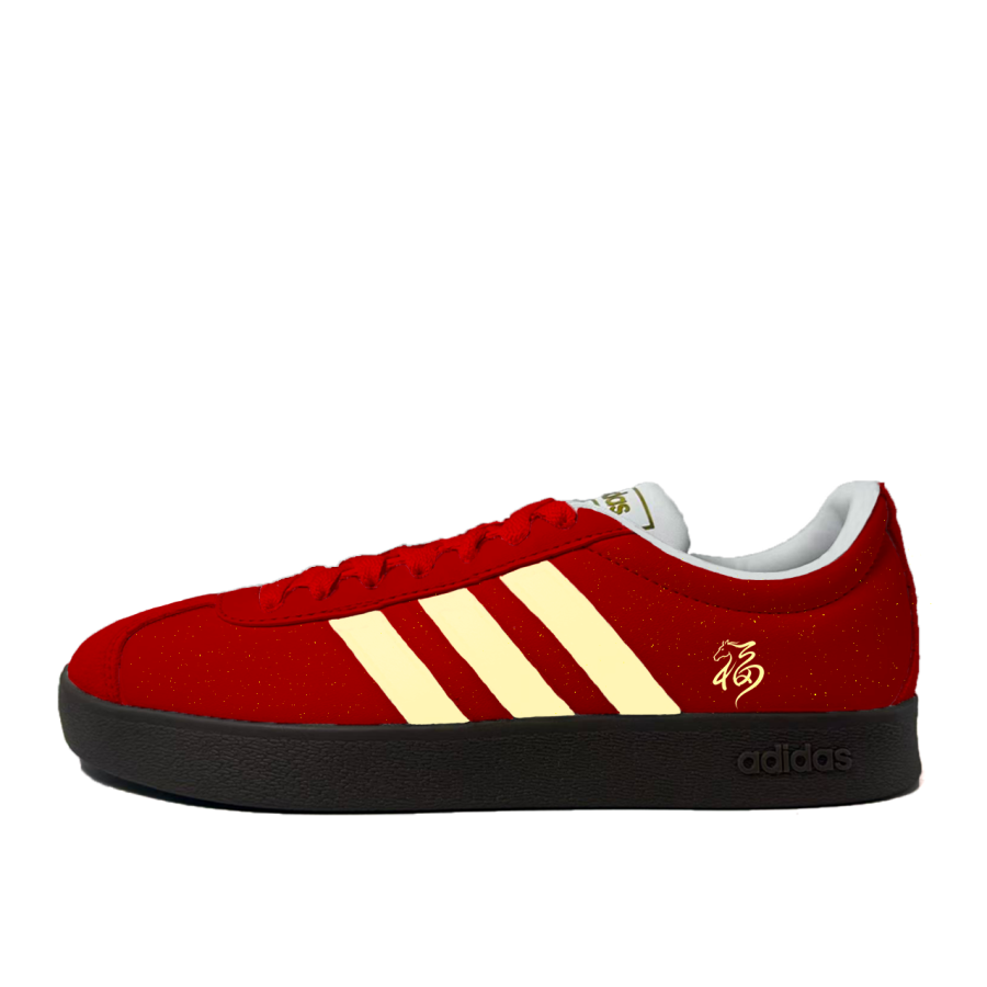 Adidas Adidas Vl Court Classic Golden Fortune Red Horse Synthetic Leather, Split Cow Leather Low top Skateboard Shoes Unisex