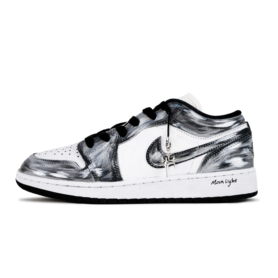 Jordan Jordan Air Jordan 1 Leather Cushioning, Wear Resistant Low top Children's Basketball Shoes Silver Teenagers