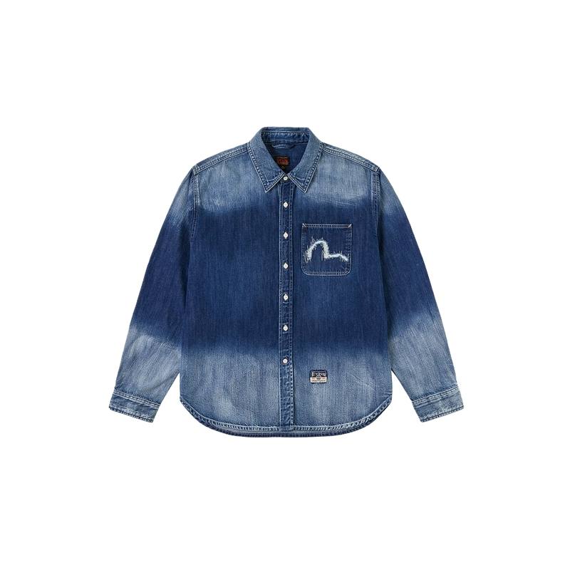EVISU EVISU Shirts Men's Denim Blue Lapel Moderate