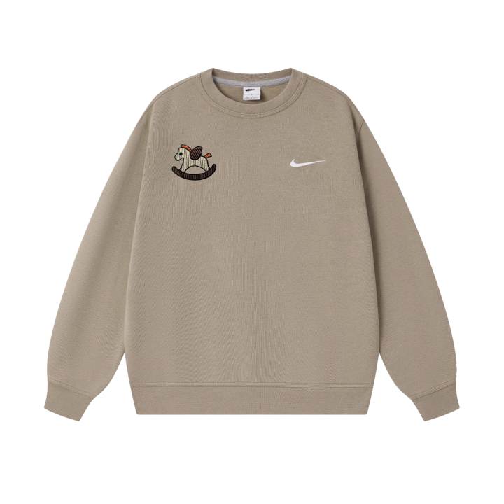 Nike Nike Club Sweatshirts Men's Khaki Crew Neck Thickened Regular