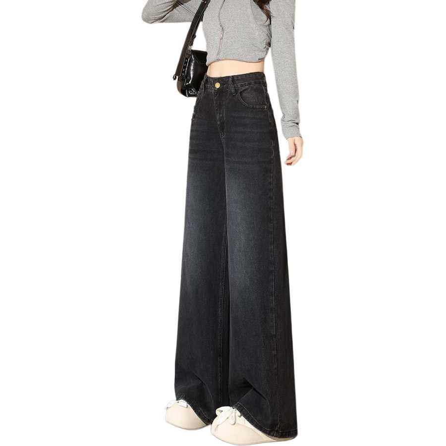 Tonlion Jeans Women's Black Moderate Wide Leg Pants