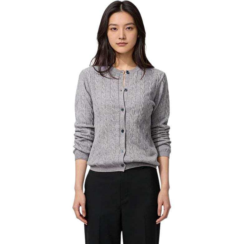 UNIQLO Knitwear Women's Gray Crew Neck Moderate Cardigan