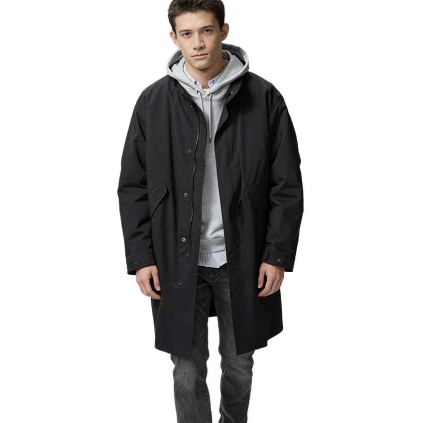 UNIQLO Coats Men's Black Stand Collar Moderate