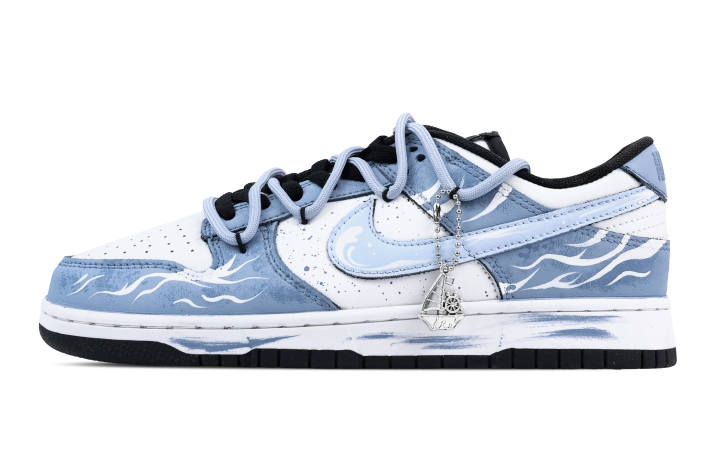 Nike Nike Dunk Ocean's Heart 1 Slip Resistant Abrasion Resistant Low top Skateboard Shoes Unisex Blue White