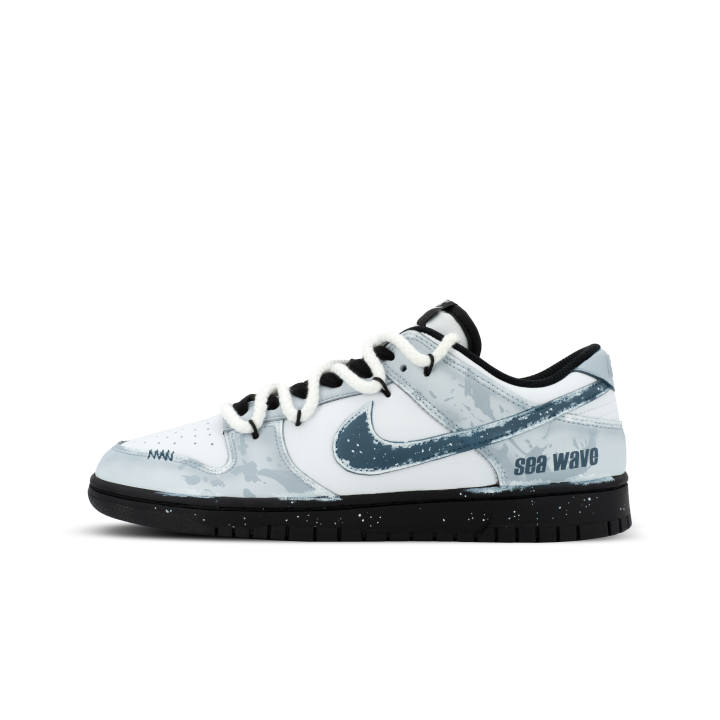 Nike Nike Dunk Gorilla Mischievous XJDD White Wave Abrasion Resistant Breathable Low top Skateboard Shoes Unisex Black White