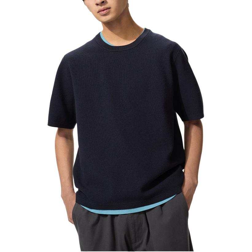 UNIQLO Knitwear Unisex 69 Navy Blue Crew Neck Moderate Other