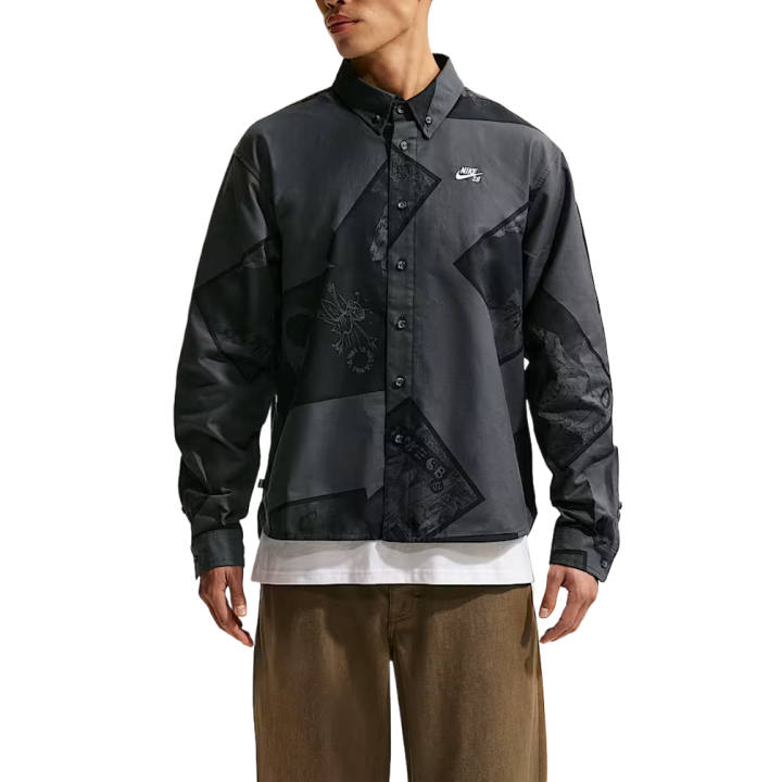 Nike Nike SB Shirts Men's Charcoal Gray Lapel Moderate
