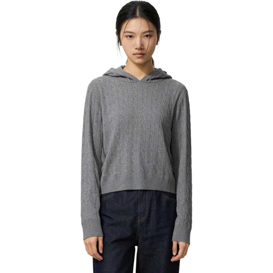UNIQLO Sweatshirts Women's Lead Gray Hooded Moderate Regular