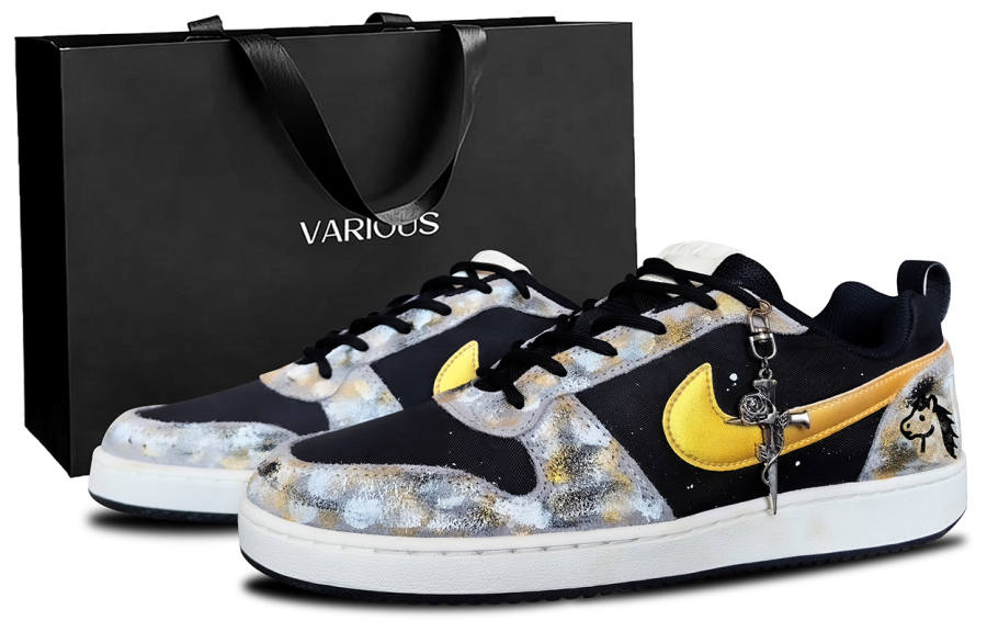 Nike Nike Court Borough Synthetic Leather Low top Skateboard Shoes Men's Black Gray Gold