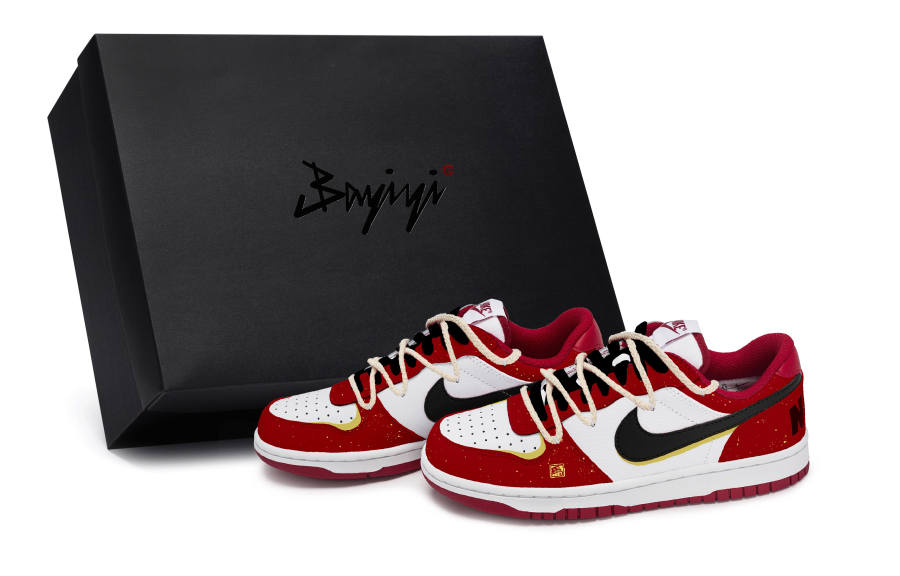 Nike Nike Big 811 Manufacturing, Swift Horse Brings Fortune, Special Shoe Box Low top Skateboard Shoes Men's Beige White Red