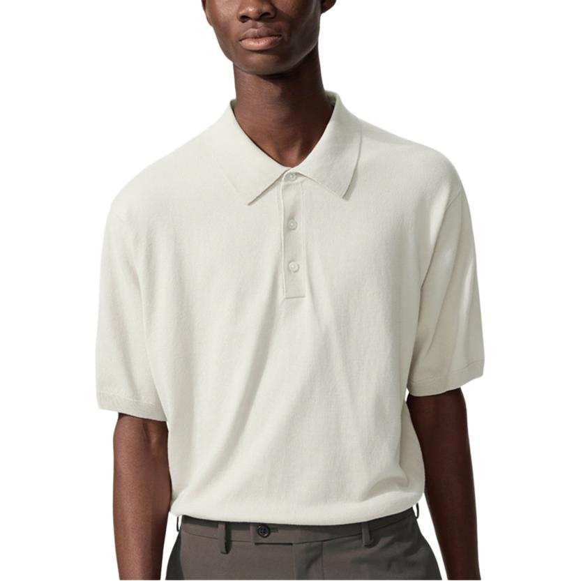 UNIQLO Polo Shirts Men's Light Beige Lapel Moderate Other
