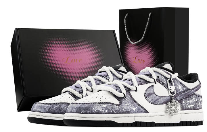 Nike Nike Dunk Purple Mist Snow 2 Heart Box Leather Slip Resistant, Abrasion Resistant, Lightweight Cushioning Low top