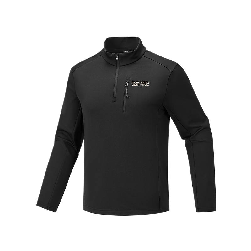 Skechers T Shirts Men's Carbon Black/0018 Stand Collar Moderate Straight Fit