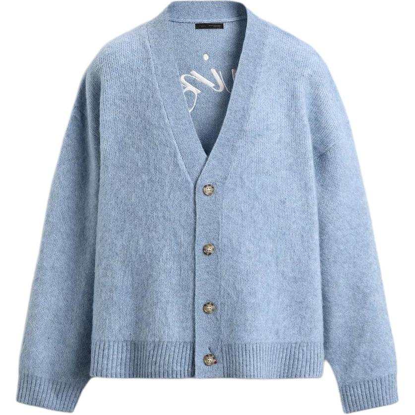 ZARA Sweaters Men's Sky Blue V Neck Moderate Cardigan