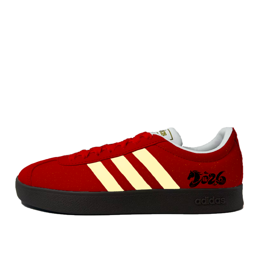 Adidas Adidas Vl Court Classic Red Horse Stepping Into The New Year Synthetic Leather, Split Cow Leather Low top