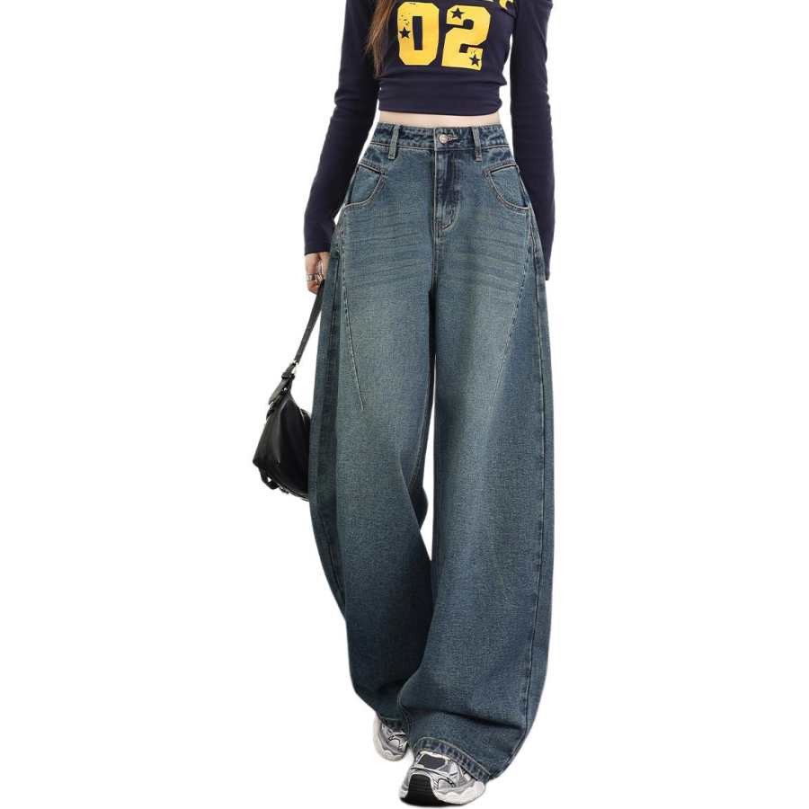 Tonlion Jeans Women's Medium Blue Moderate Wide Leg Pants