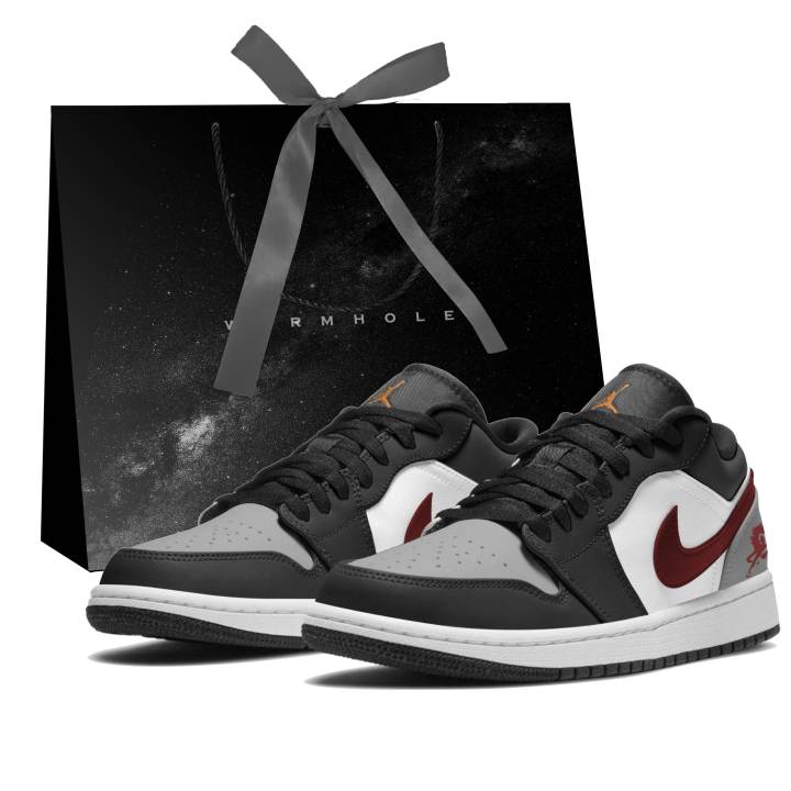 Jordan Jordan Air Jordan 1 Ink Mystery Sequence Leather Abrasion Resistant Breathable Low top Children's Basketball Shoes