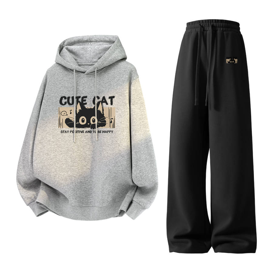 Tonlion Sweatshirt Sets Unisex Hooded Moderate