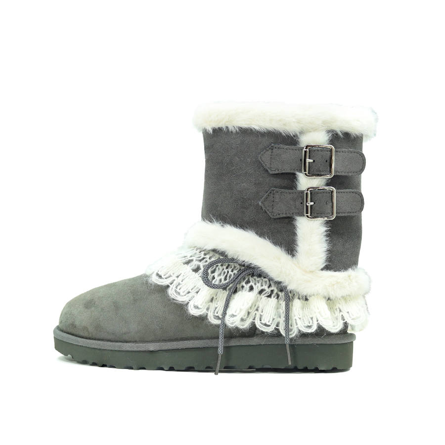 UGG CLASSIC MINI Final Chapter Sheepskin Thermal Abrasion Resistant Slip Resistant Short Snow Boots Women's Gray