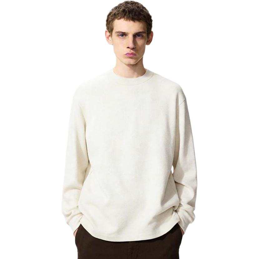 UNIQLO Sweatshirts Men's Ivory Crew Neck Moderate