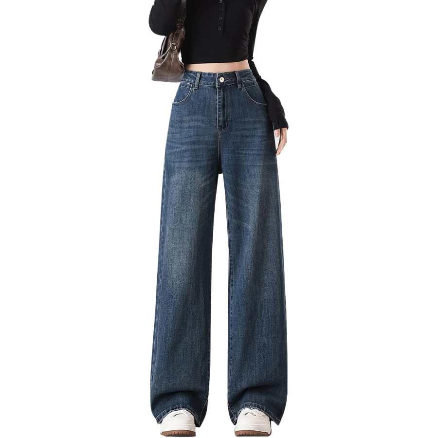 Tonlion Jeans Women's Blue Tone Moderate Wide Leg Pants