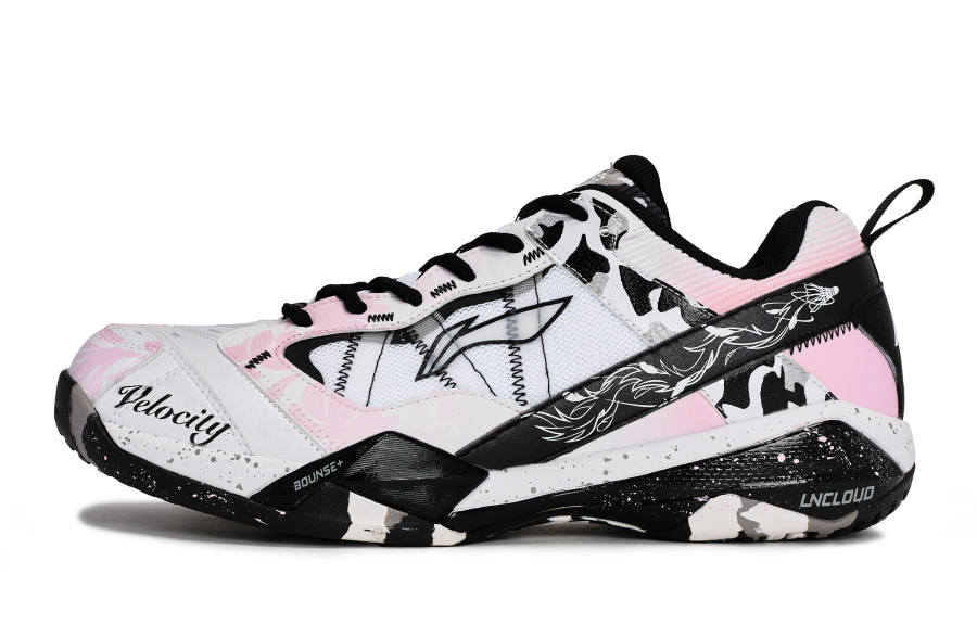 Li-Ning Li Ning Invincible No. ACE Abrasion Resistant Cushioning Low top Badminton Shoes Men's Black White Pink
