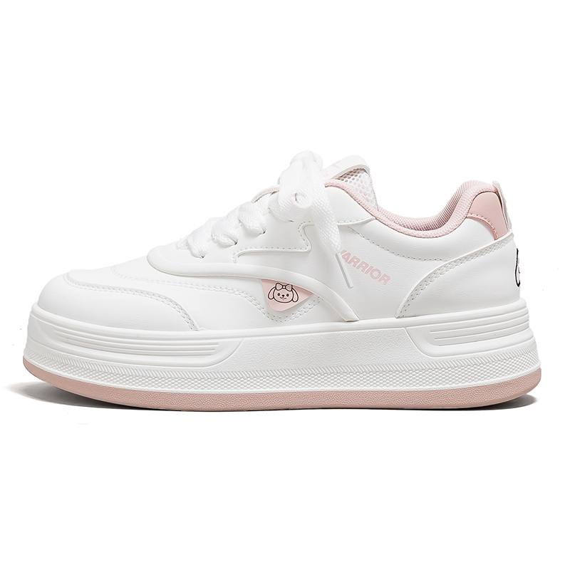 Warrior Height Increasing Abrasion Resistant Lightweight Low top Skateboard Shoes Women's White Pink