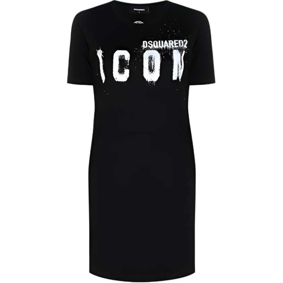 DSQUARED 2 DSQUARED 2 Icon Spray Printed Mini T-Shirt Dress