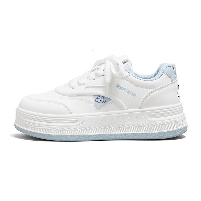 Warrior Height Increasing Abrasion Resistant Lightweight Low top Skateboard Shoes Women's White Light Blue