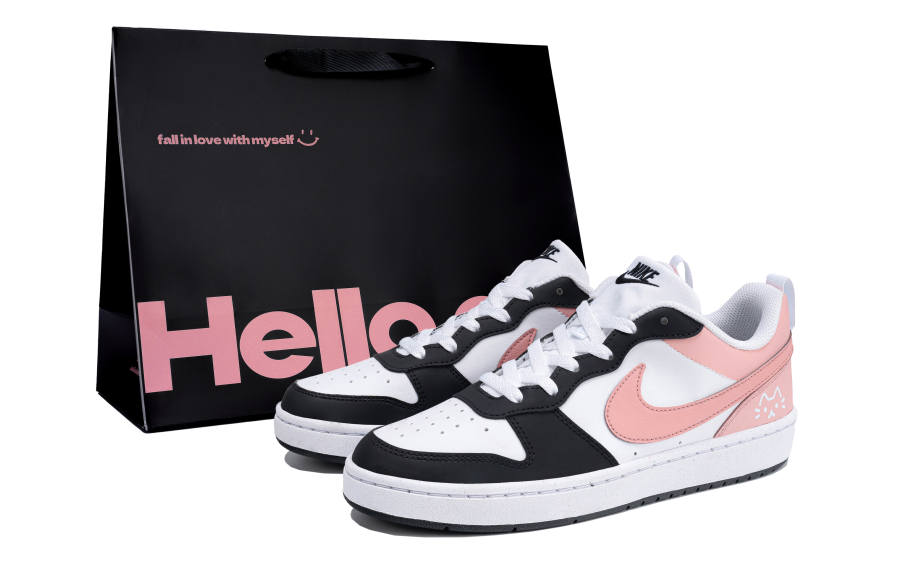 Nike Nike Court Borough Abrasion Resistant Slip Resistant Low top Kids' Skateboarding Shoes Black Pink Teenagers
