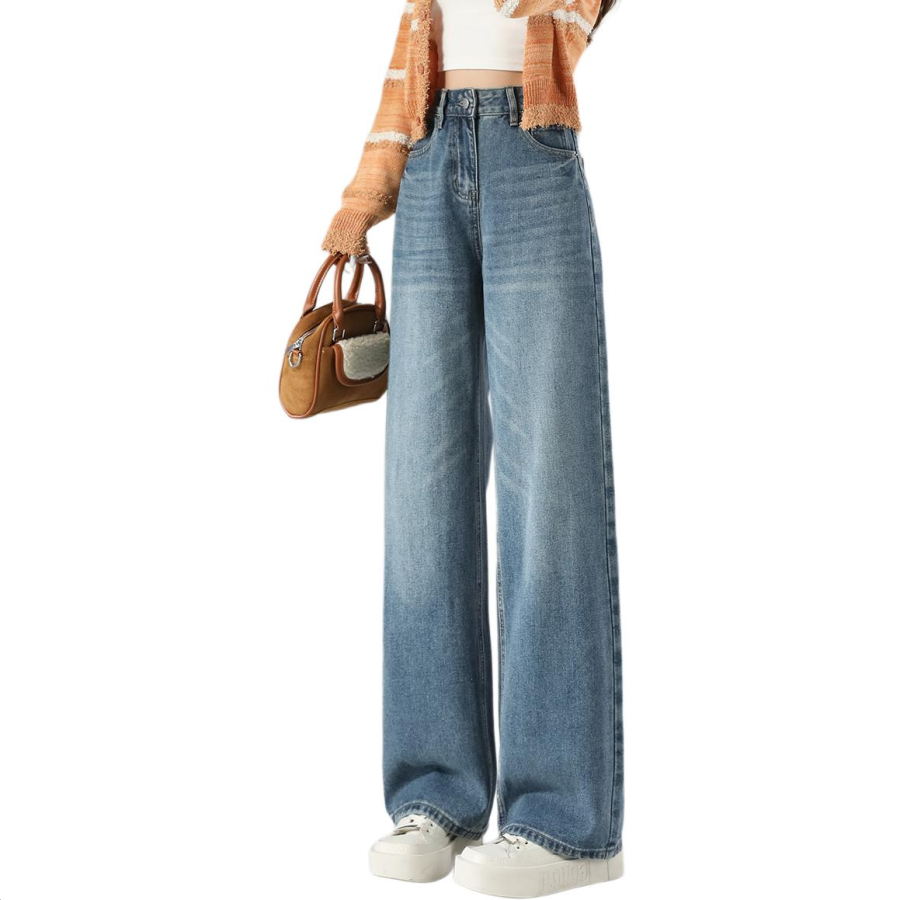 Tonlion Jeans Women's Vintage Blue Moderate Wide Leg Pants