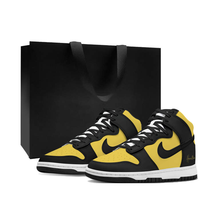 Nike Nike Dunk Thermal Cushioning Abrasion Resistant High top Skateboard Shoes Women's Black Yellow