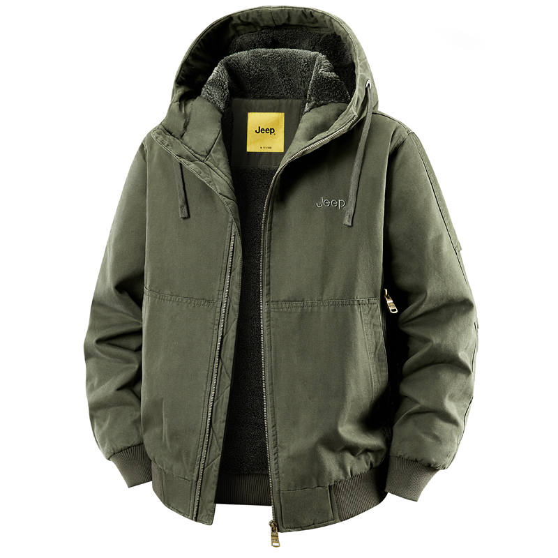 Jeep Puffer Jackets Unisex Hooded Fleece Lined