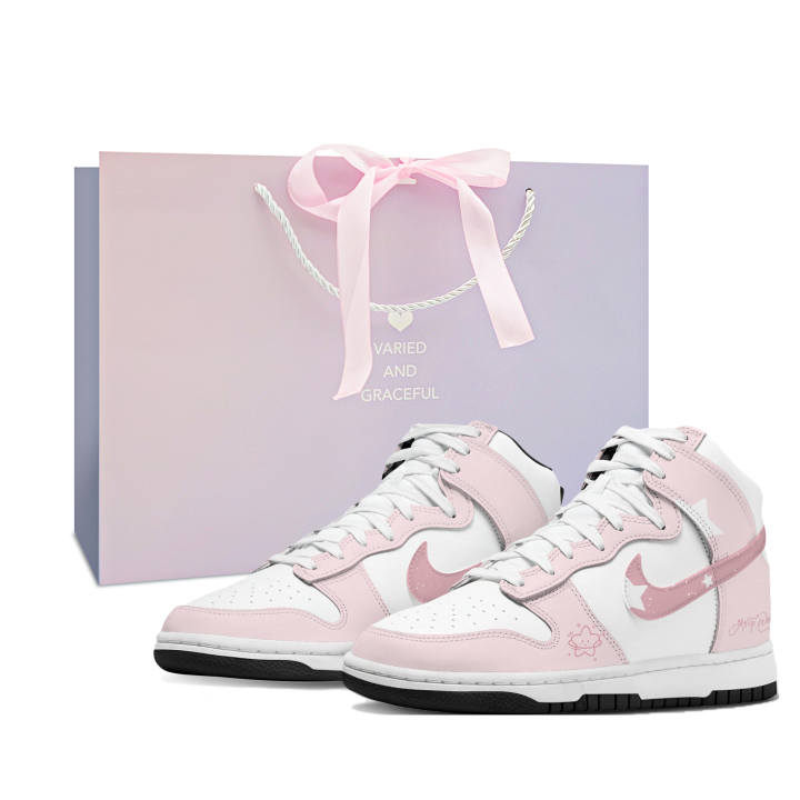 Nike Nike Dunk Thermal Cushioning Abrasion Resistant High top Skateboard Shoes Women's Pink