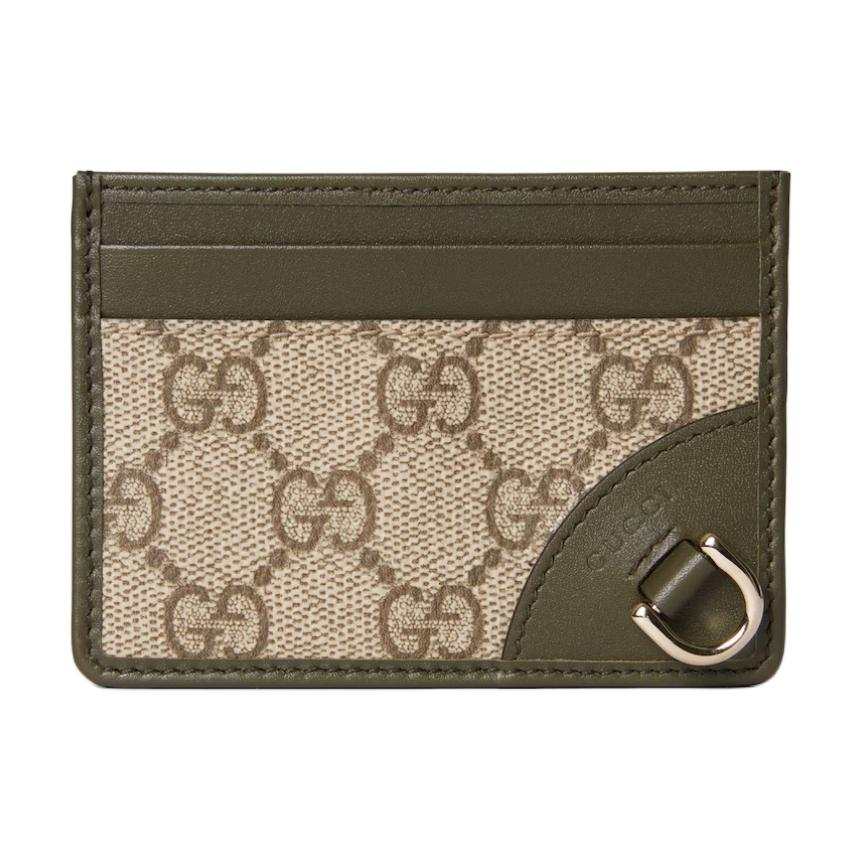GUCCI GG Emblem Coated Fabric Card Holder Women's Green