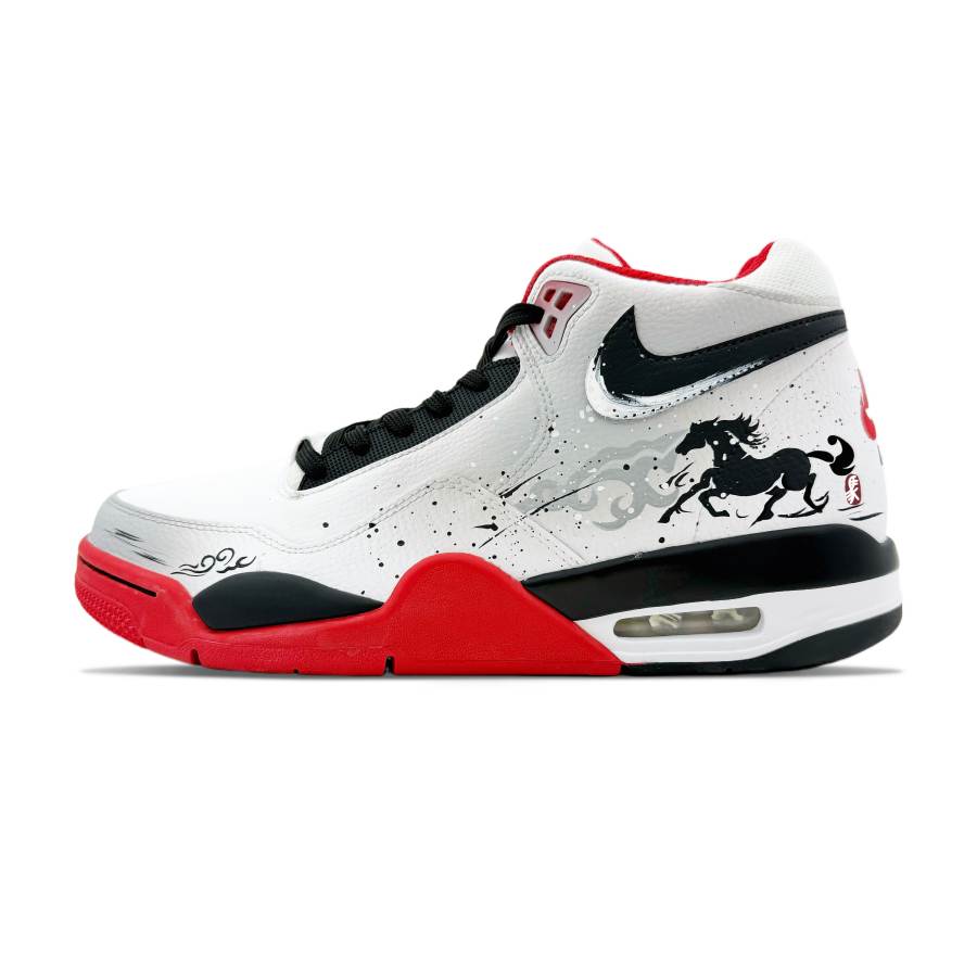 Nike Nike Flight Legacy Slip Resistant Mid top Vintage Basketball Shoes Men's Black Red