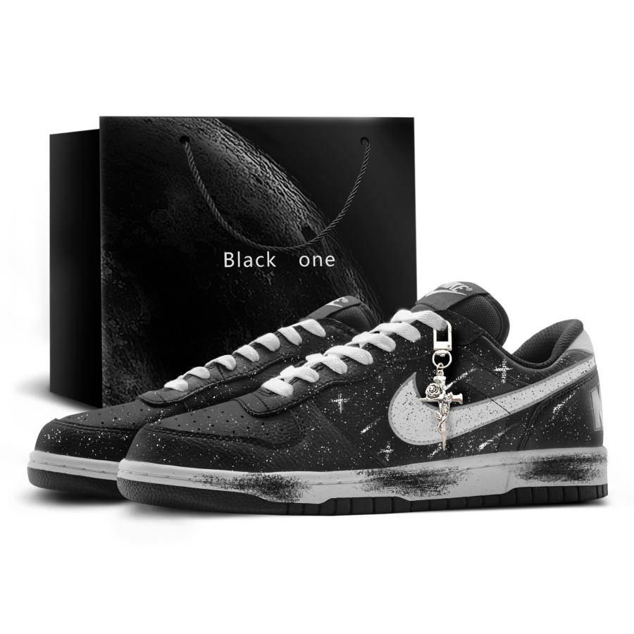 Nike Nike Big Starry Sky Wander, Shopping Bag Cushioning Abrasion Resistant Low top Skateboard Shoes Unisex Black White Gray