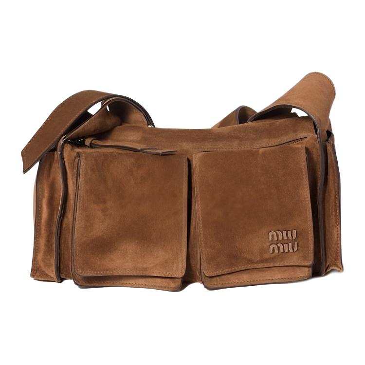 MIU MIU Cow Leather Shoulder Bag Women's Cocoa Brown