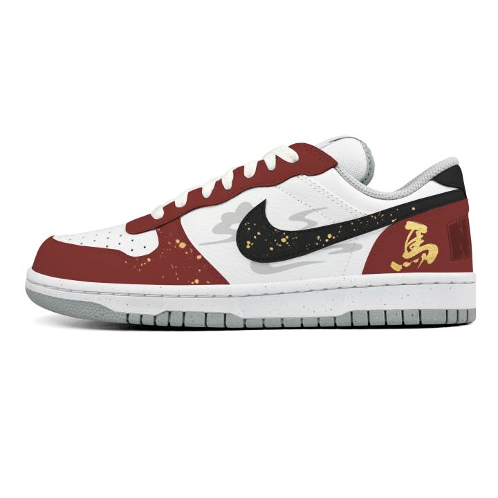 Nike Nike Big Steam Rose, Golden Horse Bestows Blessings Abrasion Resistant Slip Resistant Low top Skateboard Shoes Men's