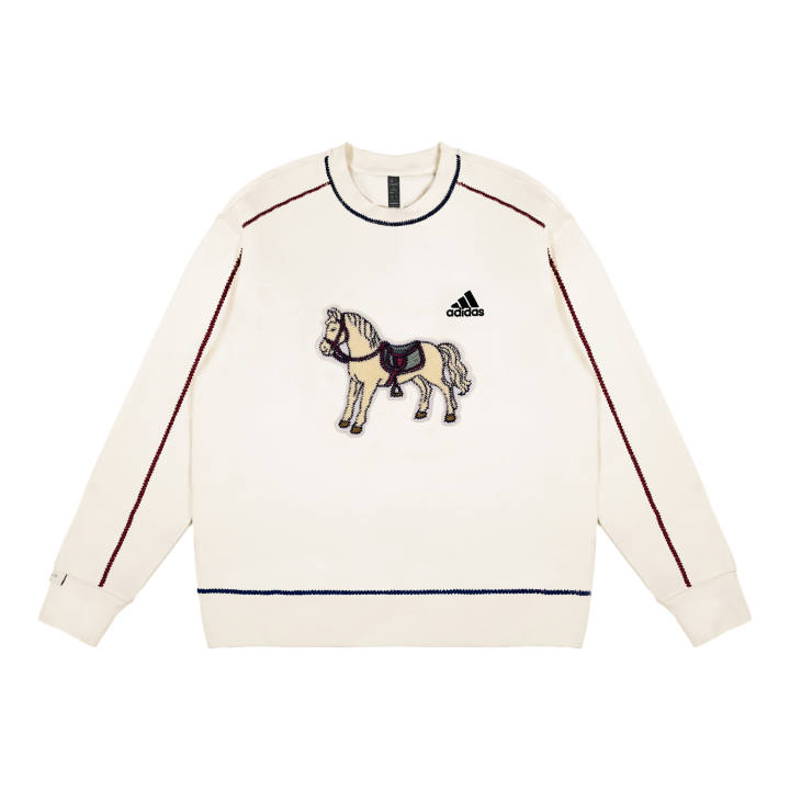 Adidas Adidas Sweatshirts Unisex Jade White Crew Neck Thickened Regular