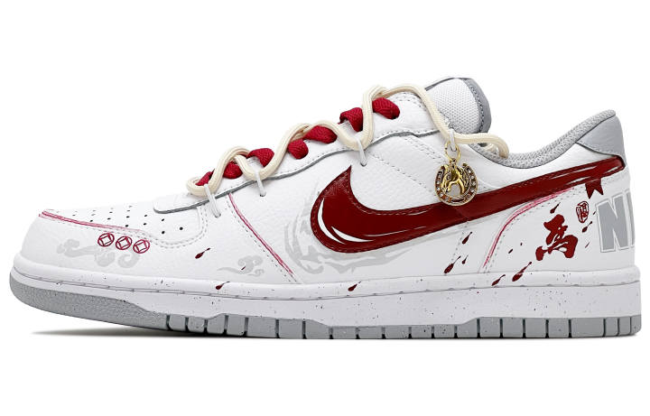 Nike Nike Big Abrasion Resistant Breathable Low top Skateboard Shoes Men's White Red
