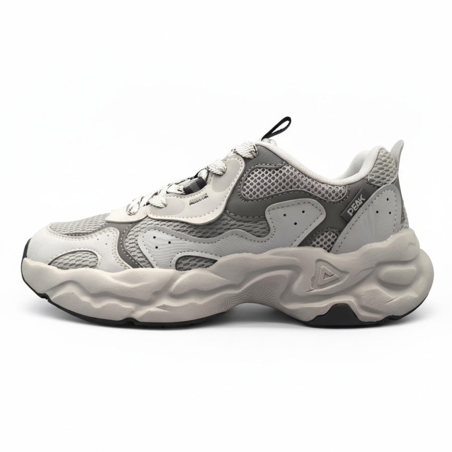 PEAK Classic Heritage Synthetic Leather, Textile Cushioning Breathable Low top Casual Shoes Men's Light Gray