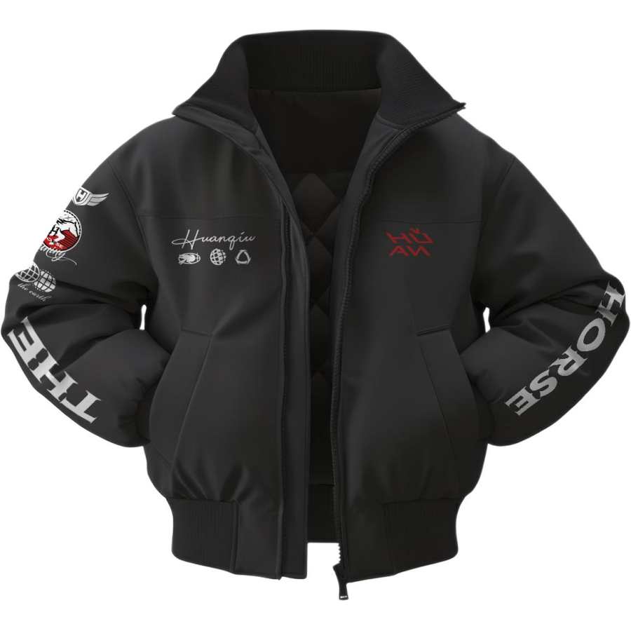 HUANQIU Jackets Unisex Stand Collar Thickened