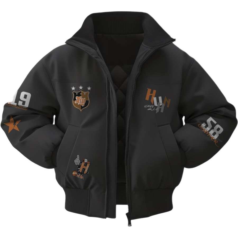 HUANQIU Jackets Unisex Stand Collar Thickened
