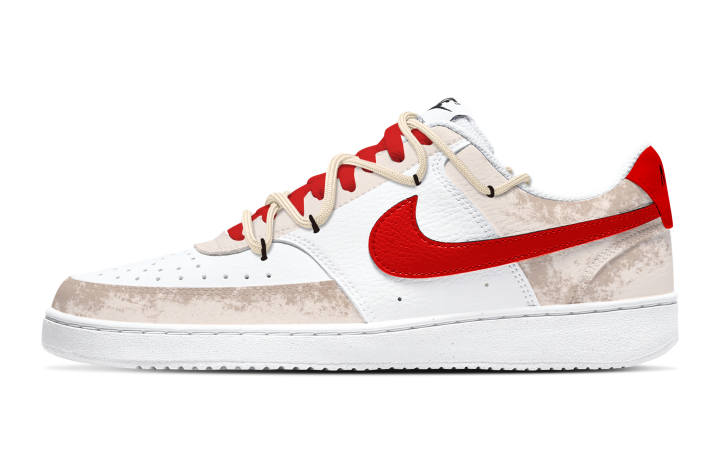 Nike Nike Court Vision 1 Synthetic Leather Low top Skateboard Shoes Unisex Red White