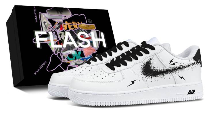 Nike Nike Air Force 1 Lightning Particle, Box Included Leather Abrasion Resistant Low top Skateboard Shoes Men's Black White